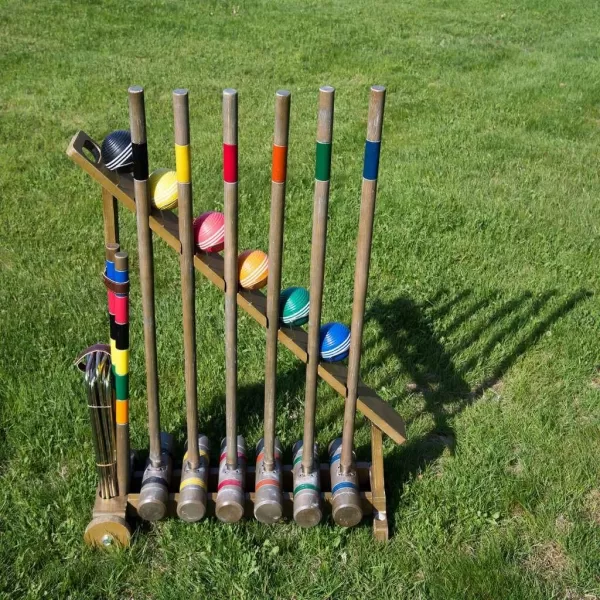 Franklin Sports Croquet Set  Intermediate Croquet Set with Mallets Balls  Wickets  Family Outdoor  Lawn Game with Stand  Adult  Kids Set  6 PlayersVintage