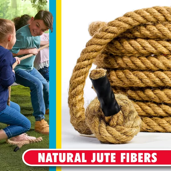 Franklin Sports Franklin Field Day Tug of War Rope with Flag for Kids and Adults  Perfect for Team Building  20ft LongBrown