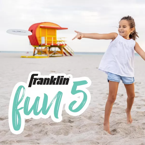 Franklin Sports Fun 5 Combo Outdoor Game Set  Backyard Beach  Camping Games for Kids  Badminton Volleyball Flip Toss Flying Disc  Horseshoes or Ring TossYellow Combo Set