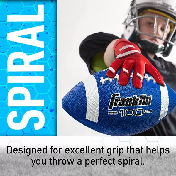 Franklin Sports Kids Junior Football  GripRite 100 Youth Junior Size Rubber Footballs  Peewee Kids Durable Outdoor Rubber Footballs  Single Footballs  6 Football Bulk Packs AvailableBlueWhite