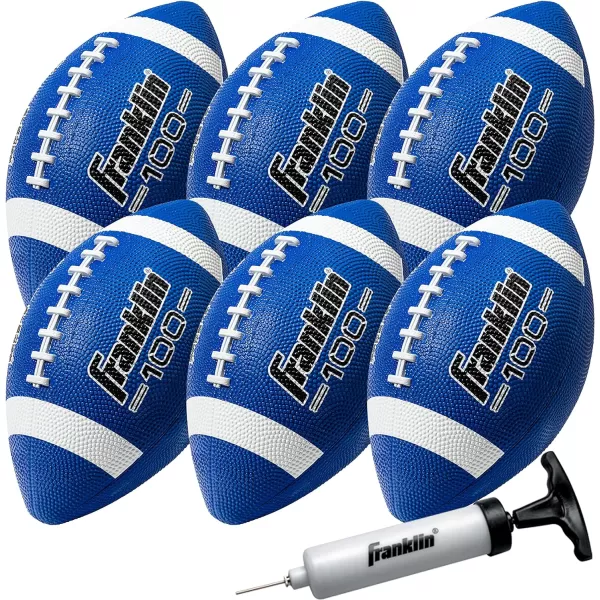 Franklin Sports Kids Junior Football  GripRite 100 Youth Junior Size Rubber Footballs  Peewee Kids Durable Outdoor Rubber Footballs  Single Footballs  6 Football Bulk Packs AvailableBlueWhite