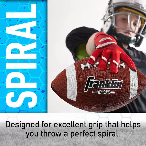 Franklin Sports Kids Junior Football  GripRite 100 Youth Junior Size Rubber Footballs  Peewee Kids Durable Outdoor Rubber Footballs  Single Footballs  6 Football Bulk Packs AvailableBrownWhite