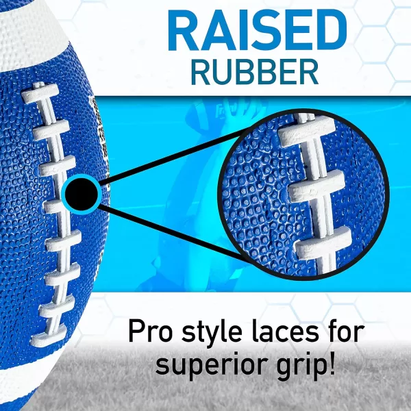 Franklin Sports Kids Junior Football  GripRite 100 Youth Junior Size Rubber Footballs  Peewee Kids Durable Outdoor Rubber Footballs  Single Footballs  6 Football Bulk Packs AvailableBlueWhite