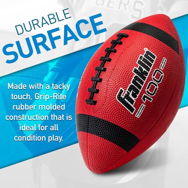 Franklin Sports Kids Junior Football  GripRite 100 Youth Junior Size Rubber Footballs  Peewee Kids Durable Outdoor Rubber Footballs  Single Footballs  6 Football Bulk Packs AvailableRedBlack
