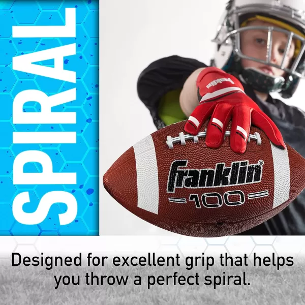 Franklin Sports Kids Junior Football  GripRite 100 Youth Junior Size Rubber Footballs  Peewee Kids Durable Outdoor Rubber Footballs  Single Footballs  6 Football Bulk Packs AvailableBrown