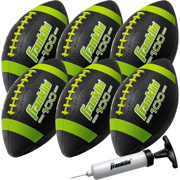 Franklin Sports Kids Junior Football  GripRite 100 Youth Junior Size Rubber Footballs  Peewee Kids Durable Outdoor Rubber Footballs  Single Footballs  6 Football Bulk Packs AvailableBlackOptic