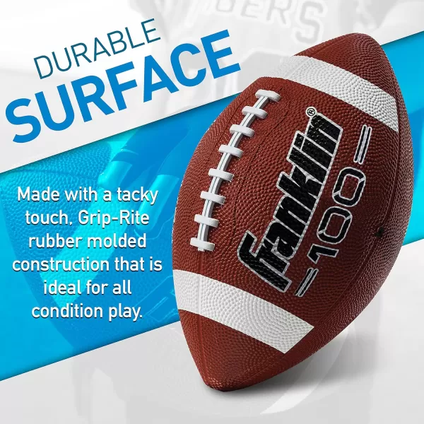 Franklin Sports Kids Junior Football  GripRite 100 Youth Junior Size Rubber Footballs  Peewee Kids Durable Outdoor Rubber Footballs  Single Footballs  6 Football Bulk Packs AvailableBrown