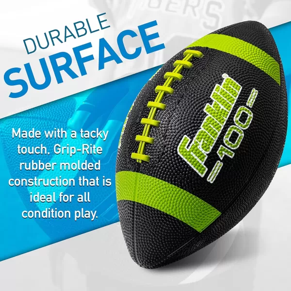 Franklin Sports Kids Junior Football  GripRite 100 Youth Junior Size Rubber Footballs  Peewee Kids Durable Outdoor Rubber Footballs  Single Footballs  6 Football Bulk Packs AvailableBlackOptic