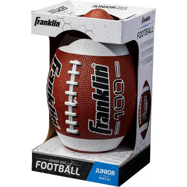 Franklin Sports Kids Junior Football  GripRite 100 Youth Junior Size Rubber Footballs  Peewee Kids Durable Outdoor Rubber Footballs  Single Footballs  6 Football Bulk Packs AvailableBrown