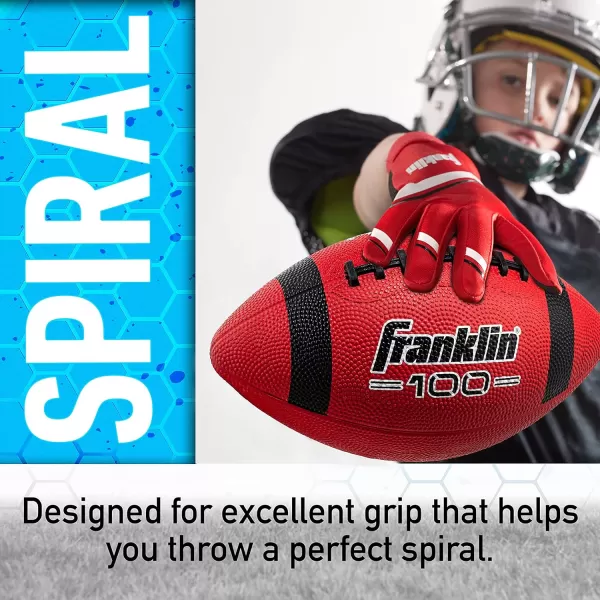 Franklin Sports Kids Junior Football  GripRite 100 Youth Junior Size Rubber Footballs  Peewee Kids Durable Outdoor Rubber Footballs  Single Footballs  6 Football Bulk Packs AvailableRedBlack