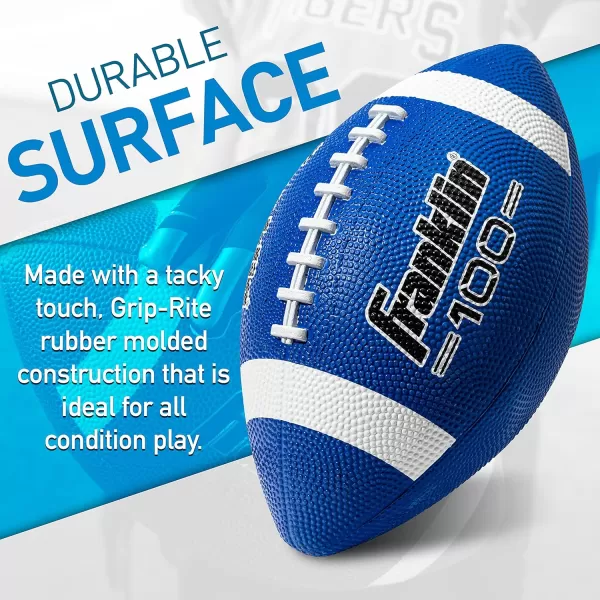 Franklin Sports Kids Junior Football  GripRite 100 Youth Junior Size Rubber Footballs  Peewee Kids Durable Outdoor Rubber Footballs  Single Footballs  6 Football Bulk Packs AvailableBlueWhite