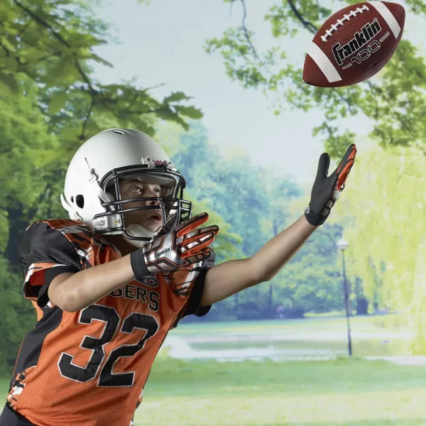 Franklin Sports Kids Junior Football  GripRite 100 Youth Junior Size Rubber Footballs  Peewee Kids Durable Outdoor Rubber Footballs  Single Footballs  6 Football Bulk Packs AvailableBrown
