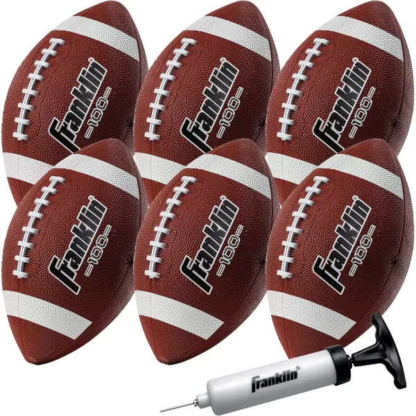 Franklin Sports Kids Junior Football  GripRite 100 Youth Junior Size Rubber Footballs  Peewee Kids Durable Outdoor Rubber Footballs  Single Footballs  6 Football Bulk Packs AvailableBrownWhite