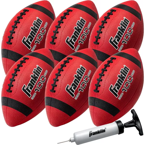 Franklin Sports Kids Junior Football  GripRite 100 Youth Junior Size Rubber Footballs  Peewee Kids Durable Outdoor Rubber Footballs  Single Footballs  6 Football Bulk Packs AvailableRedBlack