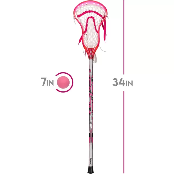 Franklin Sports Kids Mini Lacrosse Stick  Ball Set  Venom Youth Plastic Lacrosse Stick for Beginners  Perfect Set for Kids  ToddlersPink