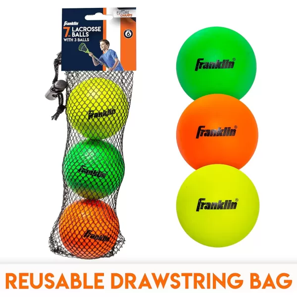Franklin Sports Lacrosse Balls  Soft Rubber Lacrosse Balls for Kids  Perfect for Beginners ampamp First Time Players  Softer ampamp Smaller Construction than Regulation Balls  Bright Colors3Pack