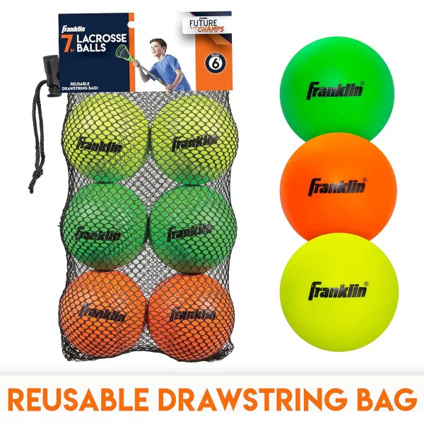 Franklin Sports Lacrosse Balls  Soft Rubber Lacrosse Balls for Kids  Perfect for Beginners ampamp First Time Players  Softer ampamp Smaller Construction than Regulation Balls  Bright Colors6Pack