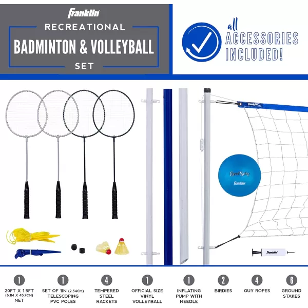 Franklin Sports Volleyball and Badminton SetRecreational BadmintonVolleyball Set