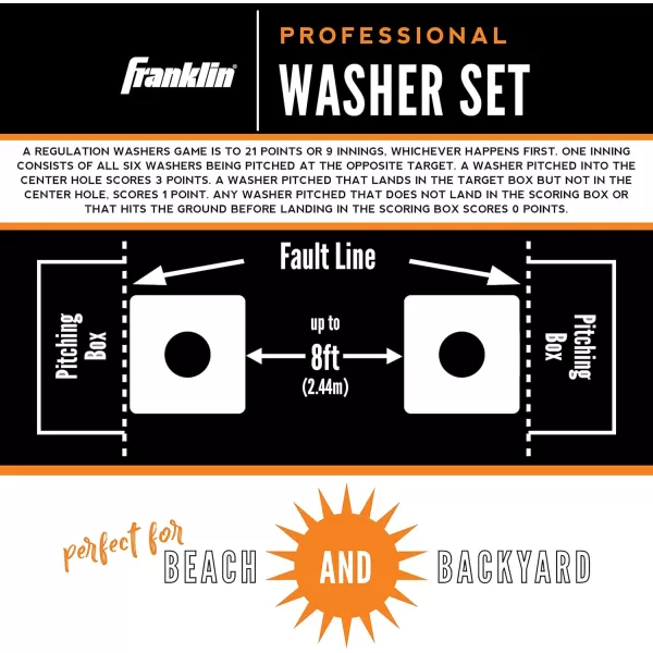 Franklin Sports Washer Toss Set  Includes 2 Tournament Size Washer Toss Targets and 6 Steel Washers  Easy Carry Handles and Metal HatchFiberboard