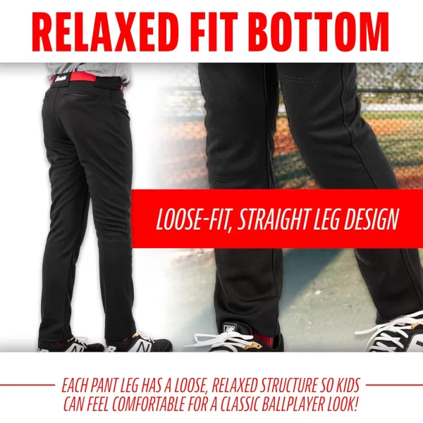 Franklin Sports Youth Baseball  Softball Pants  Knee High  Relaxed Fit Kids Baseball Pants  White Black  Grey PantsBlack