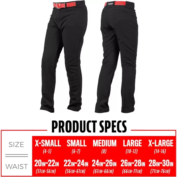 Franklin Sports Youth Baseball  Softball Pants  Knee High  Relaxed Fit Kids Baseball Pants  White Black  Grey PantsBlack
