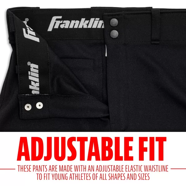 Franklin Sports Youth Baseball  Softball Pants  Knee High  Relaxed Fit Kids Baseball Pants  White Black  Grey PantsBlack