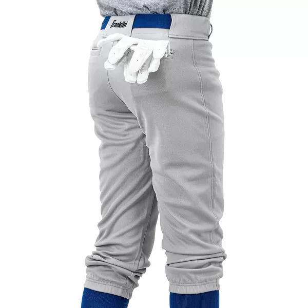 Franklin Sports Youth Baseball  Softball Pants  Knee High  Relaxed Fit Kids Baseball Pants  White Black  Grey PantsGray