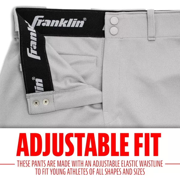 Franklin Sports Youth Baseball  Softball Pants  Knee High  Relaxed Fit Kids Baseball Pants  White Black  Grey PantsGray