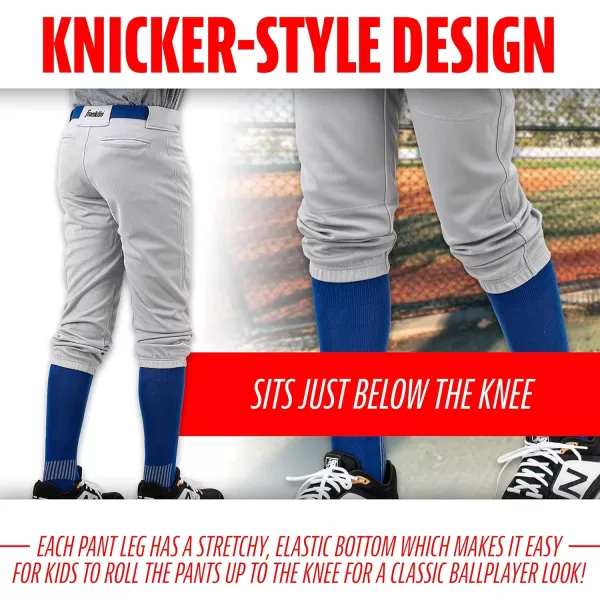 Franklin Sports Youth Baseball  Softball Pants  Knee High  Relaxed Fit Kids Baseball Pants  White Black  Grey PantsGray