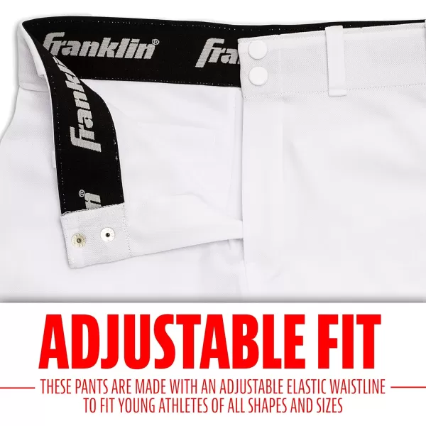 Franklin Sports Youth Baseball  Softball Pants  Knee High  Relaxed Fit Kids Baseball Pants  White Black  Grey PantsWhite