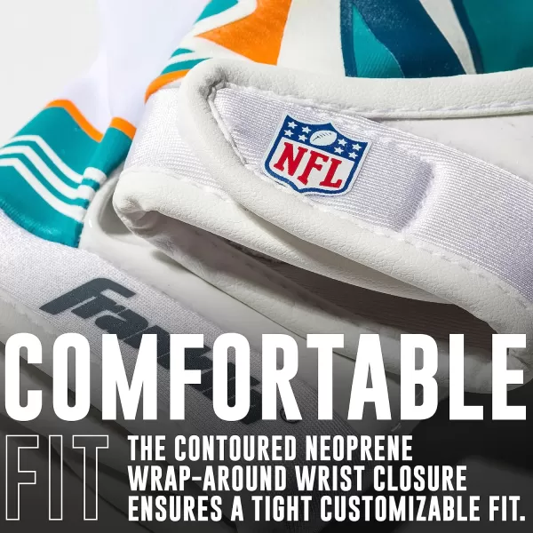 Franklin Sports Youth NFL Football Receiver Gloves  Kids Football Gloves Pair  NFL Team Logos and Silicone Palm  All Youth Sizes  Great Game Gear  Football Costume AccessoryMiami Dolphins