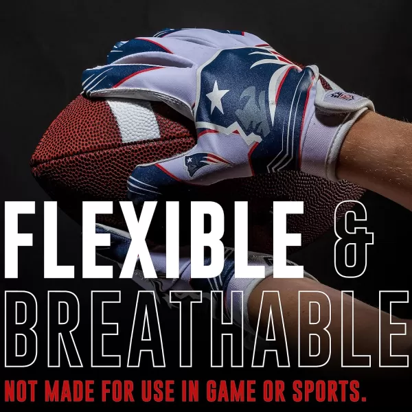 Franklin Sports Youth NFL Football Receiver Gloves  Kids Football Gloves Pair  NFL Team Logos and Silicone Palm  All Youth Sizes  Great Game Gear  Football Costume AccessoryNew England Patriots