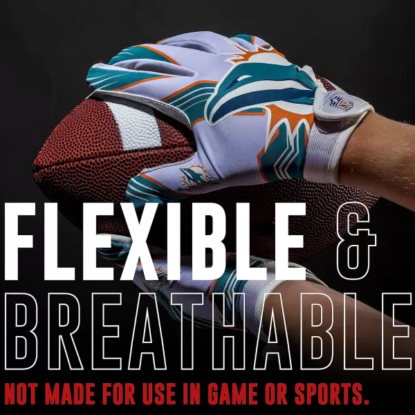 Franklin Sports Youth NFL Football Receiver Gloves  Kids Football Gloves Pair  NFL Team Logos and Silicone Palm  All Youth Sizes  Great Game Gear  Football Costume AccessoryMiami Dolphins