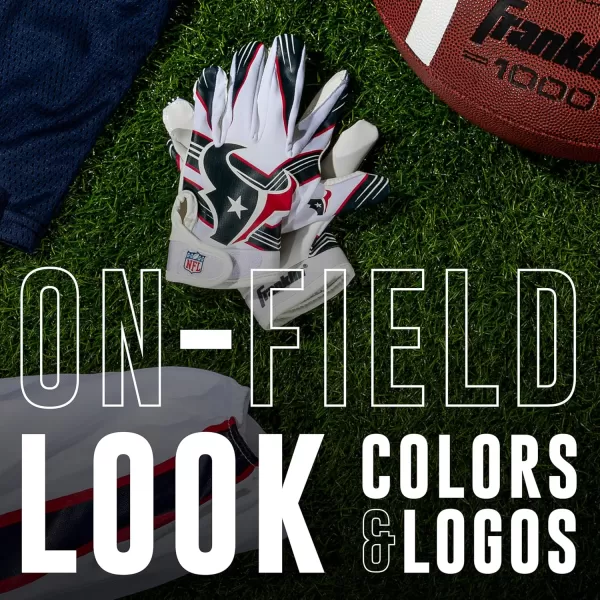Franklin Sports Youth NFL Football Receiver Gloves  Kids Football Gloves Pair  NFL Team Logos and Silicone Palm  All Youth Sizes  Great Game Gear  Football Costume AccessoryHouston Texans
