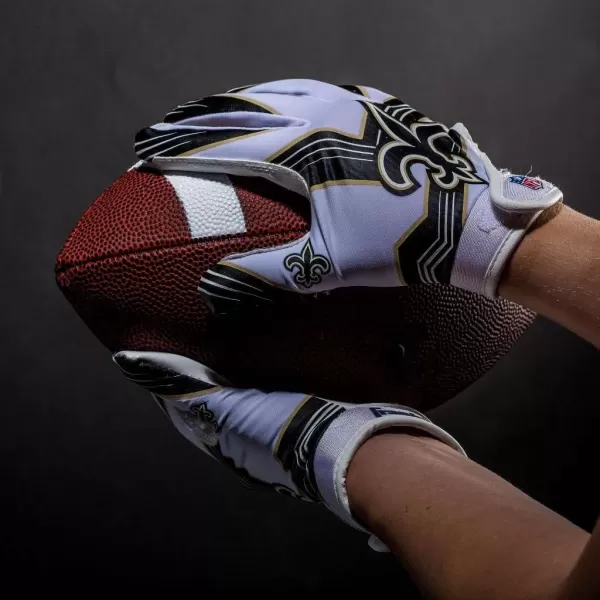 Franklin Sports Youth NFL Football Receiver Gloves  Kids Football Gloves Pair  NFL Team Logos and Silicone Palm  All Youth Sizes  Great Game Gear  Football Costume AccessoryNew Orleans Saints