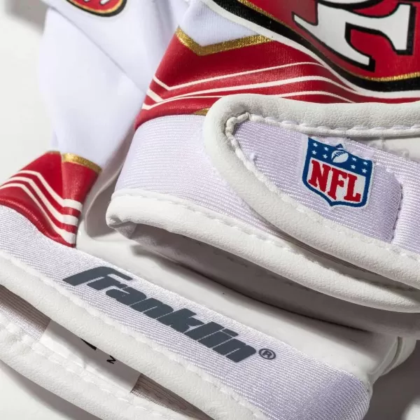 Franklin Sports Youth NFL Football Receiver Gloves  Kids Football Gloves Pair  NFL Team Logos and Silicone Palm  All Youth Sizes  Great Game Gear  Football Costume AccessorySan Francisco 49ers