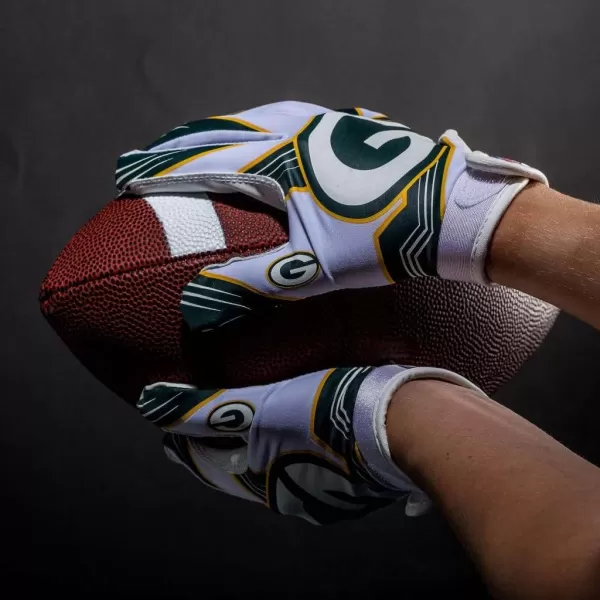 Franklin Sports Youth NFL Football Receiver Gloves  Kids Football Gloves Pair  NFL Team Logos and Silicone Palm  All Youth Sizes  Great Game Gear  Football Costume AccessoryGreen Bay Packers