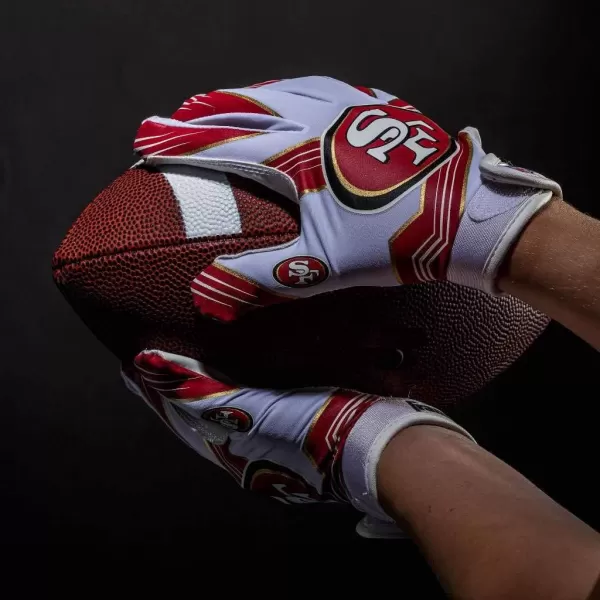 Franklin Sports Youth NFL Football Receiver Gloves  Kids Football Gloves Pair  NFL Team Logos and Silicone Palm  All Youth Sizes  Great Game Gear  Football Costume AccessorySan Francisco 49ers