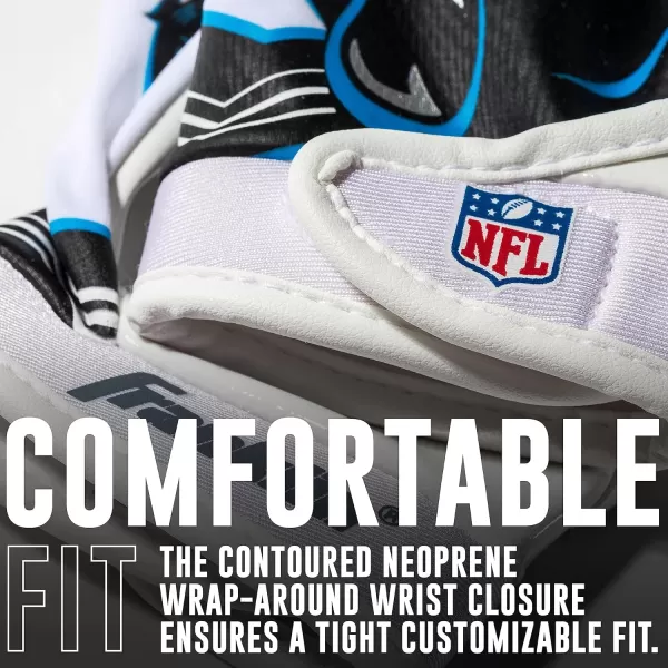 Franklin Sports Youth NFL Football Receiver Gloves  Kids Football Gloves Pair  NFL Team Logos and Silicone Palm  All Youth Sizes  Great Game Gear  Football Costume AccessoryCarolina Panthers