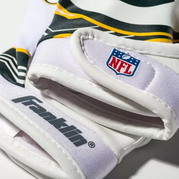 Franklin Sports Youth NFL Football Receiver Gloves  Kids Football Gloves Pair  NFL Team Logos and Silicone Palm  All Youth Sizes  Great Game Gear  Football Costume AccessoryGreen Bay Packers