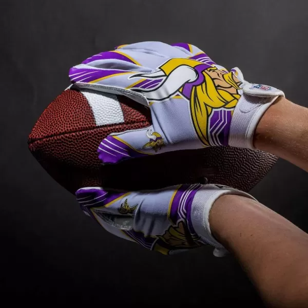 Franklin Sports Youth NFL Football Receiver Gloves  Kids Football Gloves Pair  NFL Team Logos and Silicone Palm  All Youth Sizes  Great Game Gear  Football Costume AccessoryMinnesota Vikings