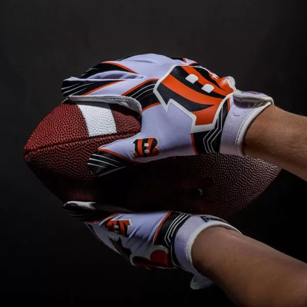 Franklin Sports Youth NFL Football Receiver Gloves  Kids Football Gloves Pair  NFL Team Logos and Silicone Palm  All Youth Sizes  Great Game Gear  Football Costume AccessoryCincinnati Bengals