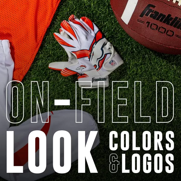 Franklin Sports Youth NFL Football Receiver Gloves  Kids Football Gloves Pair  NFL Team Logos and Silicone Palm  All Youth Sizes  Great Game Gear  Football Costume AccessoryDenver Broncos
