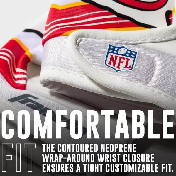Franklin Sports Youth NFL Football Receiver Gloves  Kids Football Gloves Pair  NFL Team Logos and Silicone Palm  All Youth Sizes  Great Game Gear  Football Costume AccessoryKansas City Chiefs