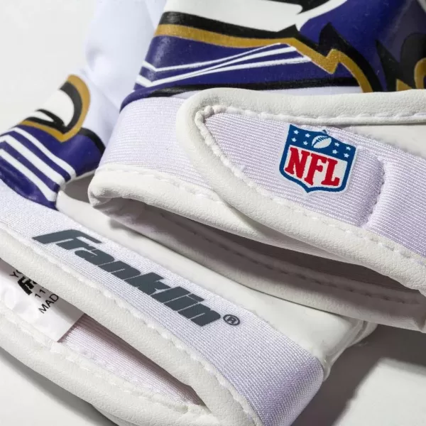 Franklin Sports Youth NFL Football Receiver Gloves  Kids Football Gloves Pair  NFL Team Logos and Silicone Palm  All Youth Sizes  Great Game Gear  Football Costume AccessoryBaltimore Ravens