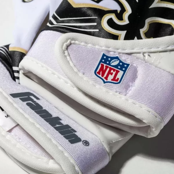 Franklin Sports Youth NFL Football Receiver Gloves  Kids Football Gloves Pair  NFL Team Logos and Silicone Palm  All Youth Sizes  Great Game Gear  Football Costume AccessoryNew Orleans Saints