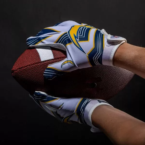 Franklin Sports Youth NFL Football Receiver Gloves  Kids Football Gloves Pair  NFL Team Logos and Silicone Palm  All Youth Sizes  Great Game Gear  Football Costume AccessoryLos Angeles Chargers
