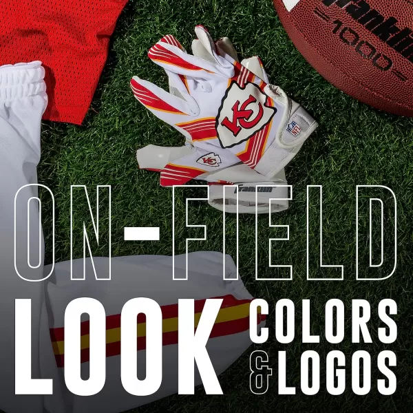 Franklin Sports Youth NFL Football Receiver Gloves  Kids Football Gloves Pair  NFL Team Logos and Silicone Palm  All Youth Sizes  Great Game Gear  Football Costume AccessoryKansas City Chiefs
