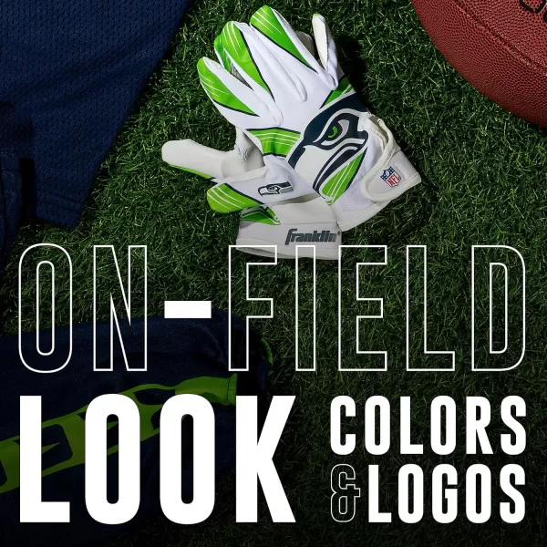 Franklin Sports Youth NFL Football Receiver Gloves  Kids Football Gloves Pair  NFL Team Logos and Silicone Palm  All Youth Sizes  Great Game Gear  Football Costume AccessorySeattle Seahawks