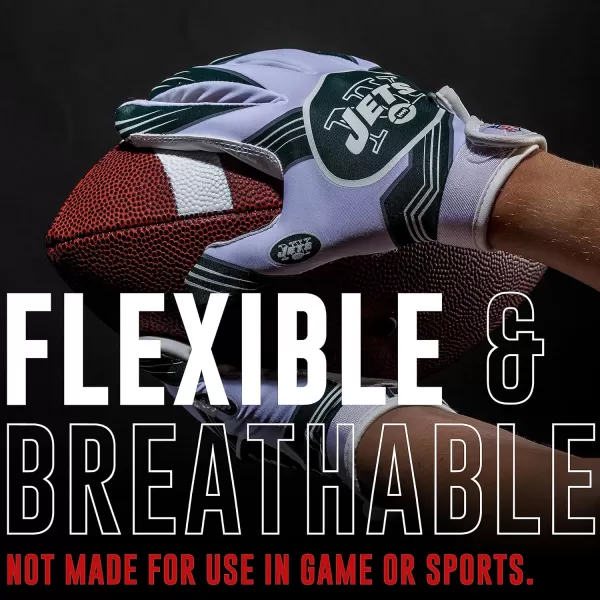 Franklin Sports Youth NFL Football Receiver Gloves  Kids Football Gloves Pair  NFL Team Logos and Silicone Palm  All Youth Sizes  Great Game Gear  Football Costume AccessoryNew York Jets